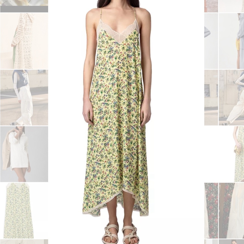 Zadig & Voltaire Risty Lace Trim Floral Slip Dress Size XS NEW NWT